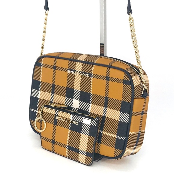 2PCS Michael Kors Plaid JSI EW Crossbody Coin Case - Picture 2 of 8